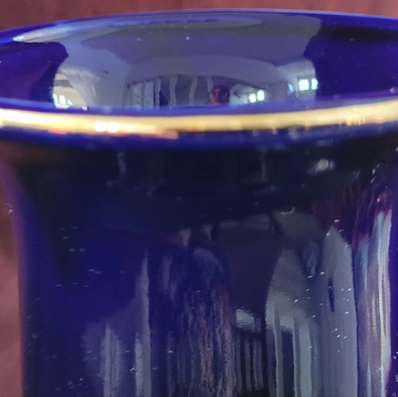 Cobalt Blue Kutani Vase, Japanese Rickshaw, Decorative Flower cart 12.5" - Picture 11 of 12